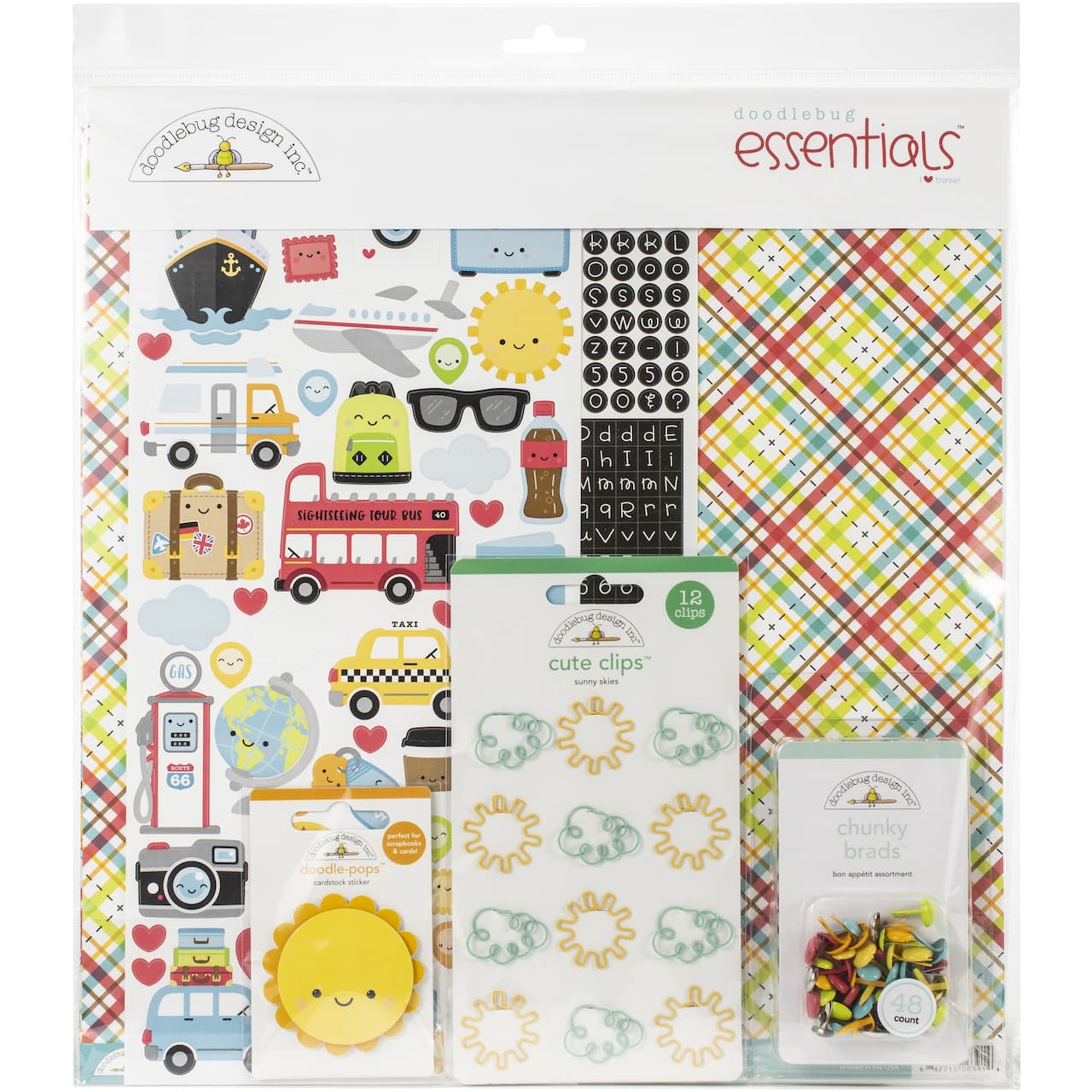 Doodlebug Essentials Page I Heart Travel Kit 12" x 12"
